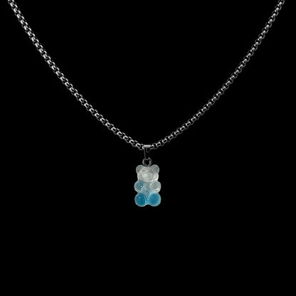 Basic Chain mit white blue Bear Pendant